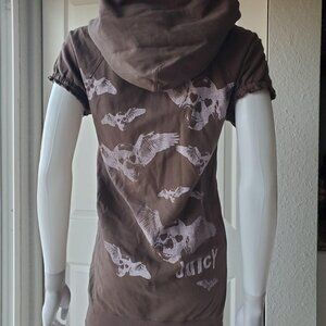 juicy couture y2k brown short sleeve skull hoodie dress